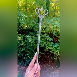 Rhinestone, silver-coated scepter for prom/wedding/birthday/costume - NEW